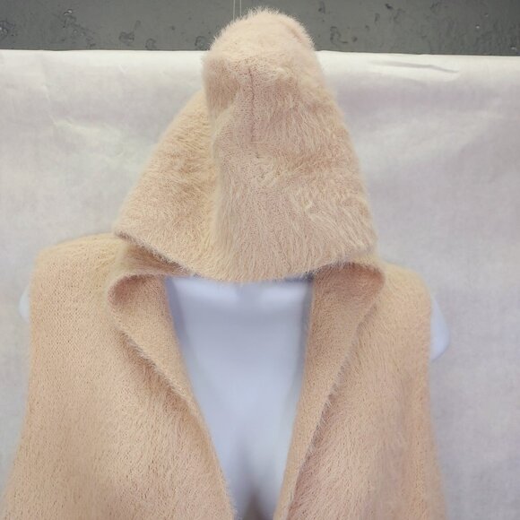 Oliver by Escio Duster Cardigan Vest XL Sleeveless Knit Pockets Hood Blush Pink - Picture 6 of 14